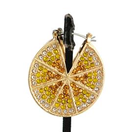 Rhinestones Lemon Hoop Earring