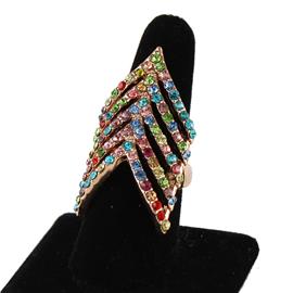 Rhinestone Chevron Ring