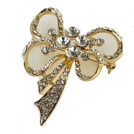 Crystal Bow Brooch