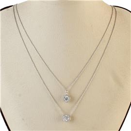 CZ 2 Ln Round Necklace