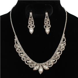 Rhinestones Oval Necklace Set