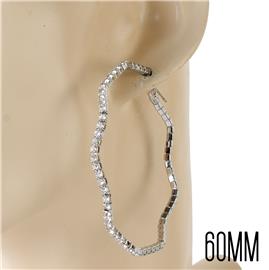 60mm Rhinestones Zic Zac Hoop Earring