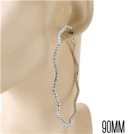 90mm Rhinestones Zic Zac Hoop Earring