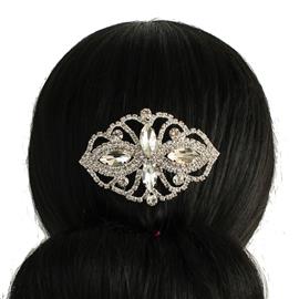 Rhinestones Oval Flower Hair Comb