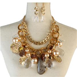 Metal Chain Multi Decorates Necklace Set