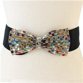 Rhinestones Bow Stretch Belt