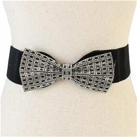 Rhinestones Bow Stretch Belt