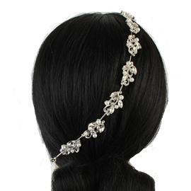 Rhinestones Leaves With Pearl Hair Pin