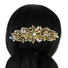 Rhinestones Leaves Hair Comb