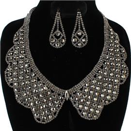 Rhinestones Teardrop Necklace Set