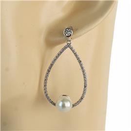 CZ Teardrop Pearl Earring