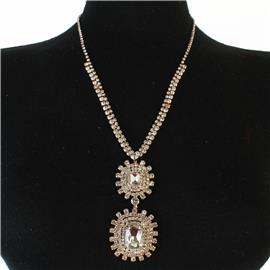 Rhinestones Rectangle Long Necklace