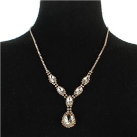 Rhinestones Teardrop Backdrop Necklace