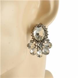 Crystal Oval Clip-On Earring