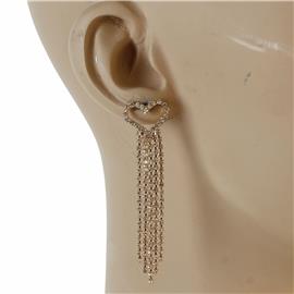 Rhinestones Heart Fringed Earring