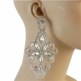 Rhinestones Flower Chandelier Earring