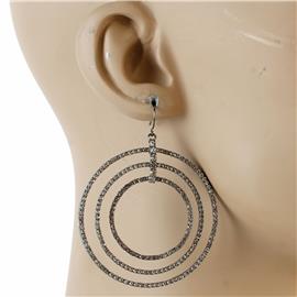 Rhinestones Triple Hoop Earring