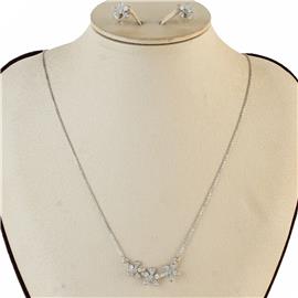 CZ Flower Necklace Set