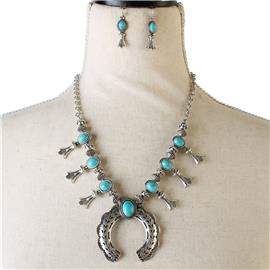 Metal Semi Stones Necklace Set