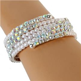 Pearl With Rhinestones Bracelet