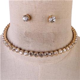 Crystal Choker Necklace Set