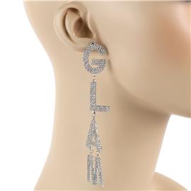 Rhinestones Long Casting Glam Earring