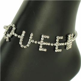 Rhinestones Queen Anklet