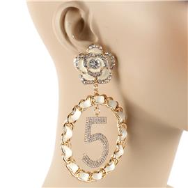 Metal Long Flower Round Earring