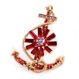 Crystal Anchor Brooch