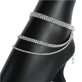 Rhinestones Three Layereds Anklet