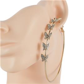 80mm Metal Butterfly Hoop Earring