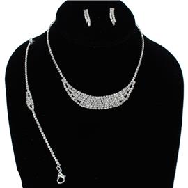 JR Rhinestones 3 Pcs Casting Necklace Set