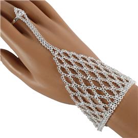 Rhinestones Casting Bracelet With Ring / Hand Chain