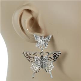 Metal Stones Butterfly Earrings