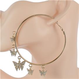 Metal Charms Butterfly Hoop Earring