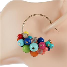 Fashion Beads Ball Hoop Earring