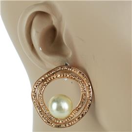 Metal Pearl Circle Stud Earring