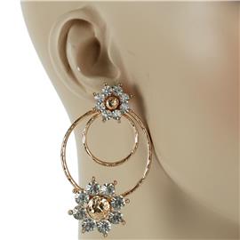 Metal Stones Flower Earring