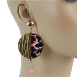 Metal Round Animal Print Earring