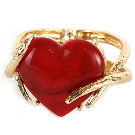 Fashion Metal Stones Heart Cuff Bangle