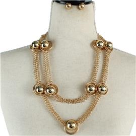 Metal Milti Chain Round Necklace Set