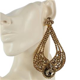 Stones Tear Chandelier Clip-On Earring