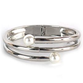 Metal Swirl Pearl Bangle