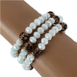 Crystal Beads 3 Layereds Stretch Bracelet