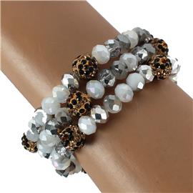 Crystal Beads 3 Layereds Stretch Bracelet