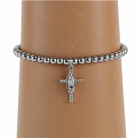 Stainless Steel Charm Cross Stretch Bracelet