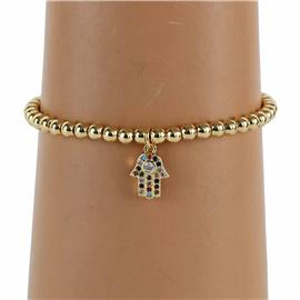 Stainless Steel Charm Hamsa Stretch Bracelet