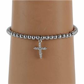 Stainless Steel Charm Cross Stretch Bracelet