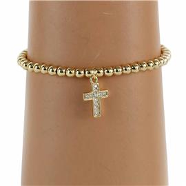 Stainless Steel Charm Cross Casting Stretch Bracelet