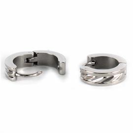 Stainless Steel Hammered Huggie Hoop Earring